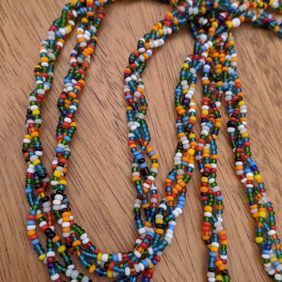 Vintage Braided 3 Strand Seed Bead Necklace - Picture 4 of 6